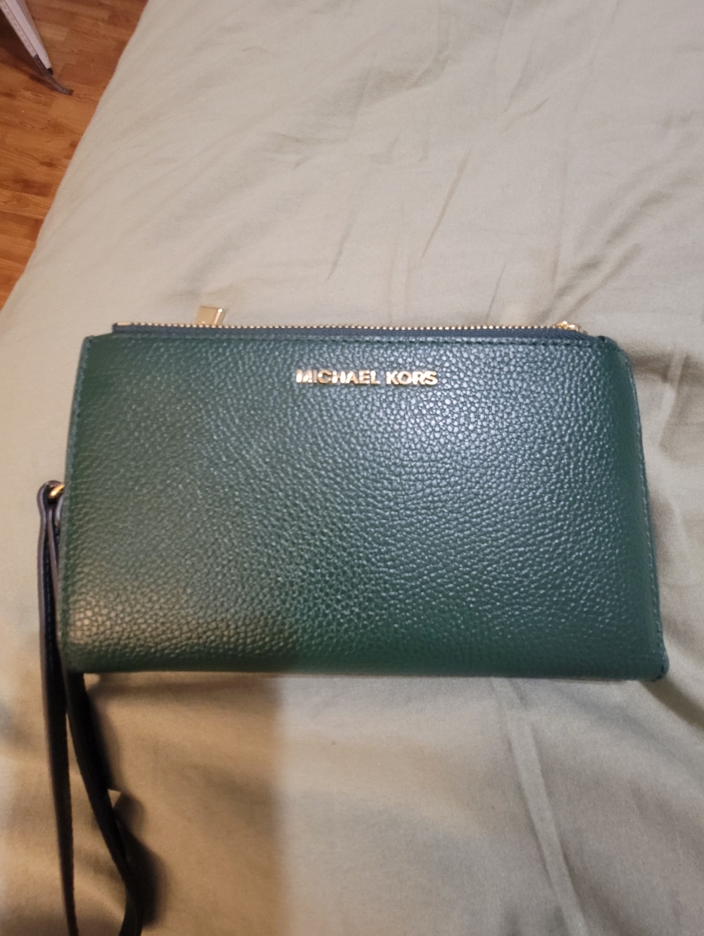 Michael Kors Emerald Leather Wristlet Wallet